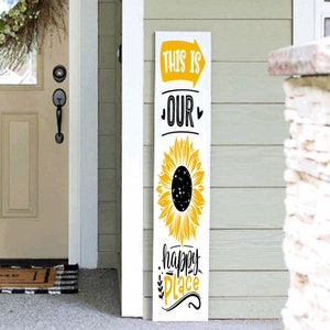 Our Happy Place Porch Sign Customize Porch Leaner 4ft 5ft 6ft Porch leaning sign Spring Summer All Season Porch Decor Welcome Sign