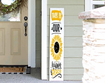 Our Happy Place Porch Sign Customize Porch Leaner 4ft 5ft 6ft Porch leaning sign Spring Summer All Season Porch Decor Welcome Sign