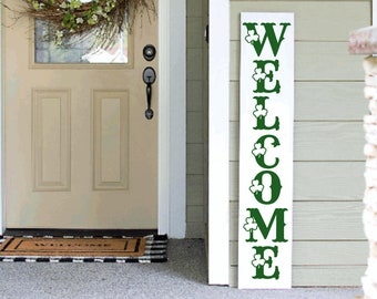 St Patrick's Day Welcome Sign | Tall Porch Sign | Shamrock Welcome Porch Sign | 4ft 5ft 6ft Welcom Sign
