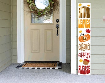 Autumn Leaves Thanksgiving  Welcome Sign | Tall Porch Sign | Hello Porch Sign | 4ft 5ft 6ft Welcom Sign