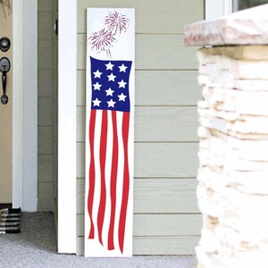 US Flag | Flag Porch Sign | Patriotic Sign | America Flag Sign | Tall Porch Sign | Holiday Gift | 4ft 5ft 6ft Spring Summer Porch Tall Sign