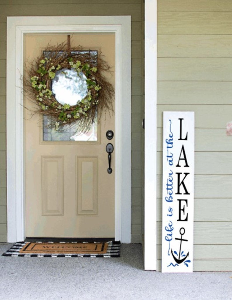 Life is Better at the Lake Porch Sign Porch Leaners Wooden Signs Nautical Decor Summer Time Cabin Lake House Welcome Sign image 9