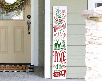 Christmas Porch Leaner Sign | Welcome Sign | 4ft 5ft 6ft Christmas Porch Sign | Tall  Porch Sign | Holiday Porch Sign