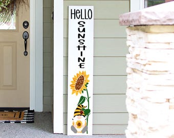 Tall Porch Sign | Hello Sunshine Porch Sign Leaner 4ft - 5ft - 6ft Porch Sign | Welcome Sign | Country Porch Sign
