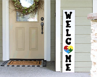 Autism Awareness, Welcome Porch Sign, Porch Leaner Sign 4ft 5ft 6ft Porch Sign