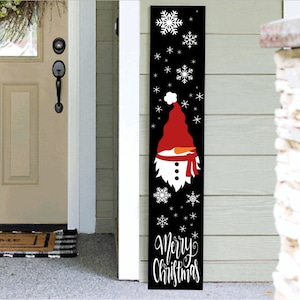 Christmas Porch Sign | Welcome Gnome Snowman Leaning Porch Sign | 4ft 5ft 6ft Porch Sign | Welcome Sign | Holiday Porch Sign