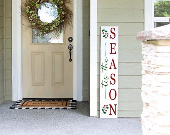 Tis the season Christmas porch leaner sign | Christmas Porch Sign | Welcome Sign