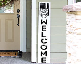 Handmade Vertical Welcome Porch Sign: Customizable Farmhouse Decor
