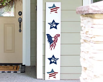 Patriotic Porch Sign | 4th of July Porch Sign | 4ft 5ft 6ft Porch Welcome Sign
