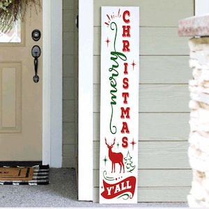 Merry Christmas Porch Leaner Sign | Welcome Sign | 4ft 5ft 6ft Christmas Porch Sign | Tall  Porch Sign | Holiday Porch Sign
