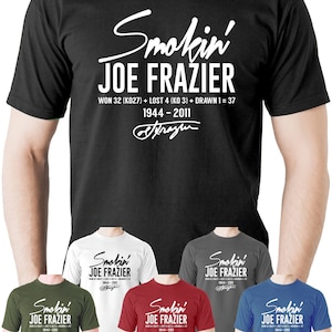 Joe Frazier Smokin Joe T-Shirt Boxing Boxer Sports Champion Tee Top Mens
