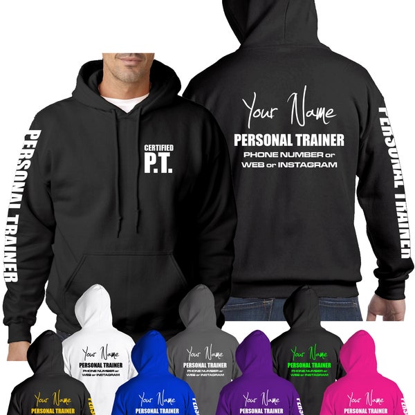 Personalised Certified Personal Trainer Hoodie Top PT Training Fitness Gym Hoody