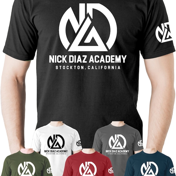 Nick Diaz Academy T-Shirt Tee Top UFC MMA Martial Arts BJJ Jiu Jitsu Mens Nate