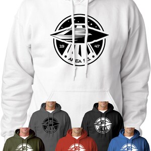 Alien Hoodie Space Hoody Top Funny Novelty Sci Fi Area 51 UFO 1947