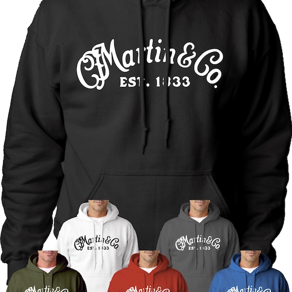 Martin & Co Guitar Hoodie Music Top Band Electro Acoustic Hoody USA Logo Unisex