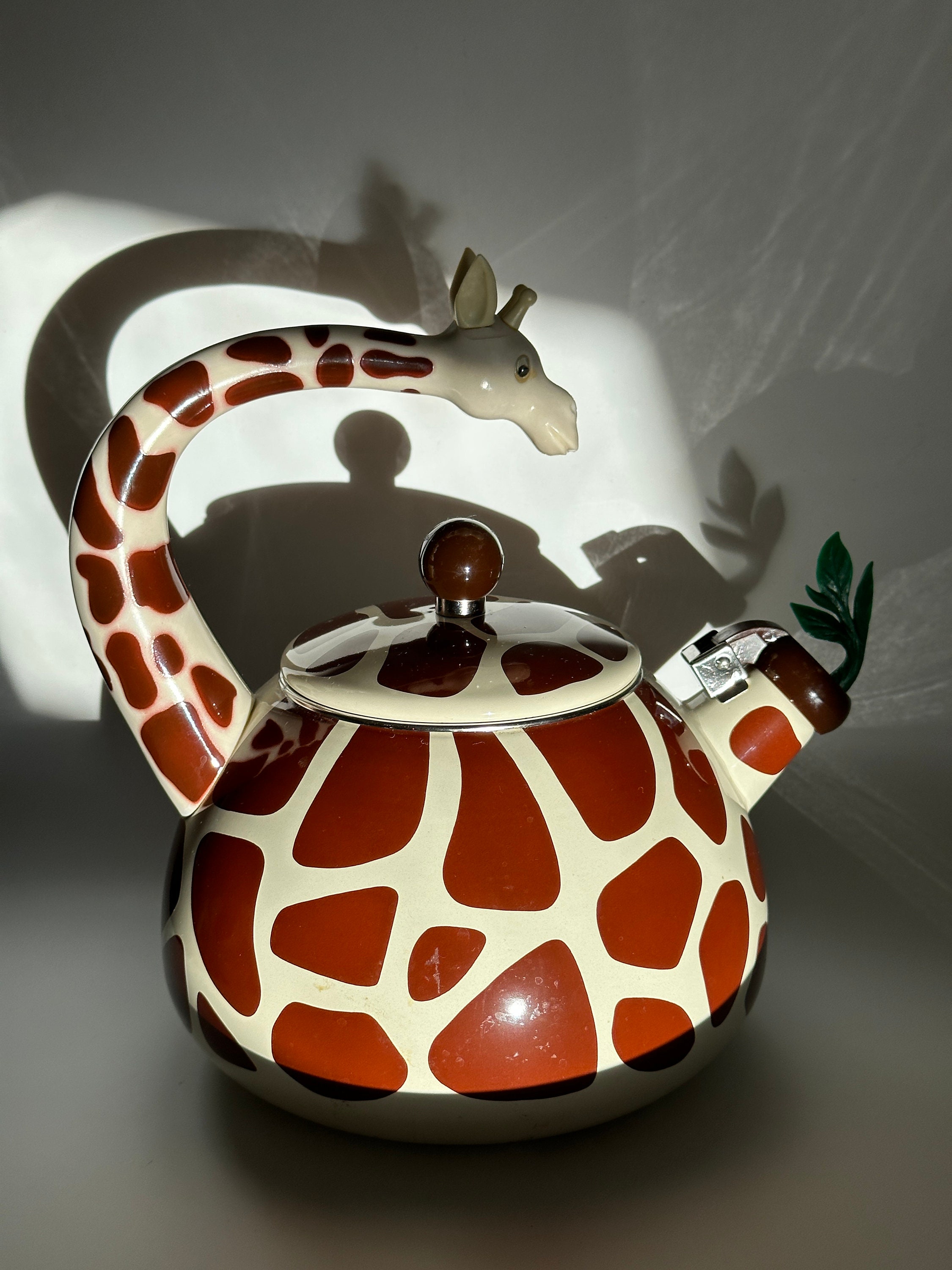 Whistling Tea Kettle for Stove Top Giraffe Decor Enamel on Steel, Tea Pots  Cute