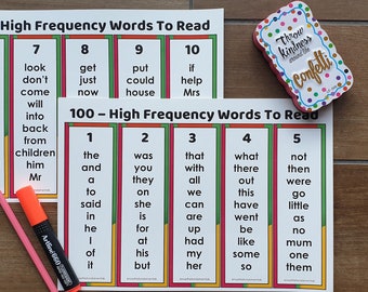 High frequency words | Etsy