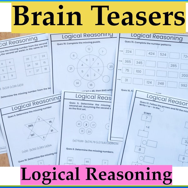 Logic Puzzles | Problem Solving | Math Worksheets  for Grade 1 Grade 2 Grade 3 | Homeschooling Resources for kids | Maths Printable