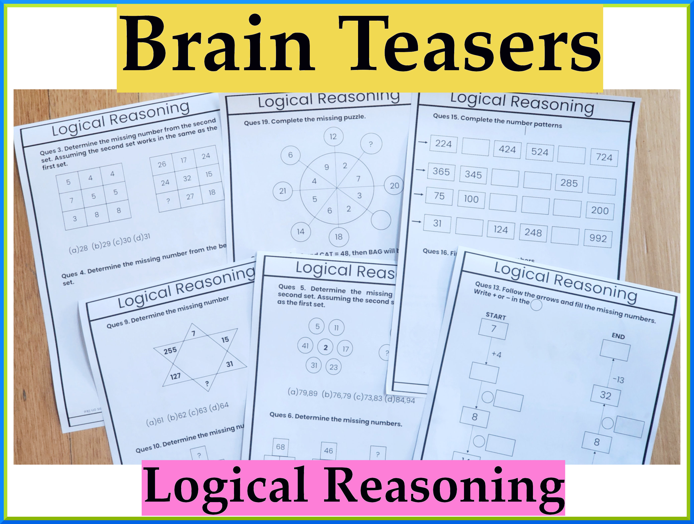 Logic Puzzles | Problem Solving | Math Worksheets  for Grade 1 Grade 2 Grade 3 | Homeschooling Resources for kids | Maths Printable