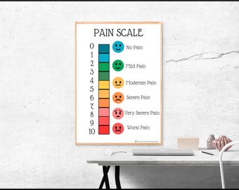 Pain Scale Nurse Office decor Pain assessment Pain tracking score physiotherapy pain scale school nurse office poster healthcare