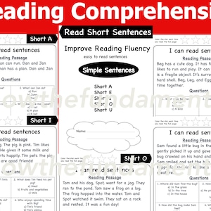Reading Comprehension Simple Sentences Reading Practice Worksheets ...