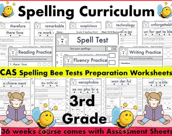 3rd Grade Spelling Worksheets | Spelling Activities | NAPLAN ICAS Spelling Tests | 36 Weeks of Spelling Lists  | Grade 3  Spelling Practice