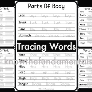 Tracing Worksheets Handwriting Practice Sheet First Body Parts Name ...