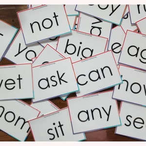 Tarjetas didácticas de palabras de tres letras para la educación en el hogar, la preparación y el vocabulario del jardín de infantes - DIGITAL