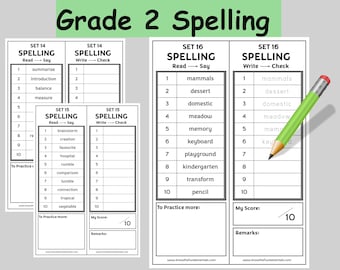 Grade 2 Spelling Vocabulary Year 2 Spelling Words to practice - Sight Words Included