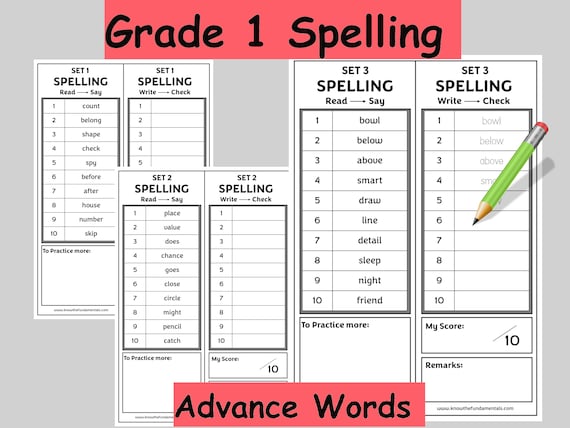Printable 1st Grade Spelling Worksheets