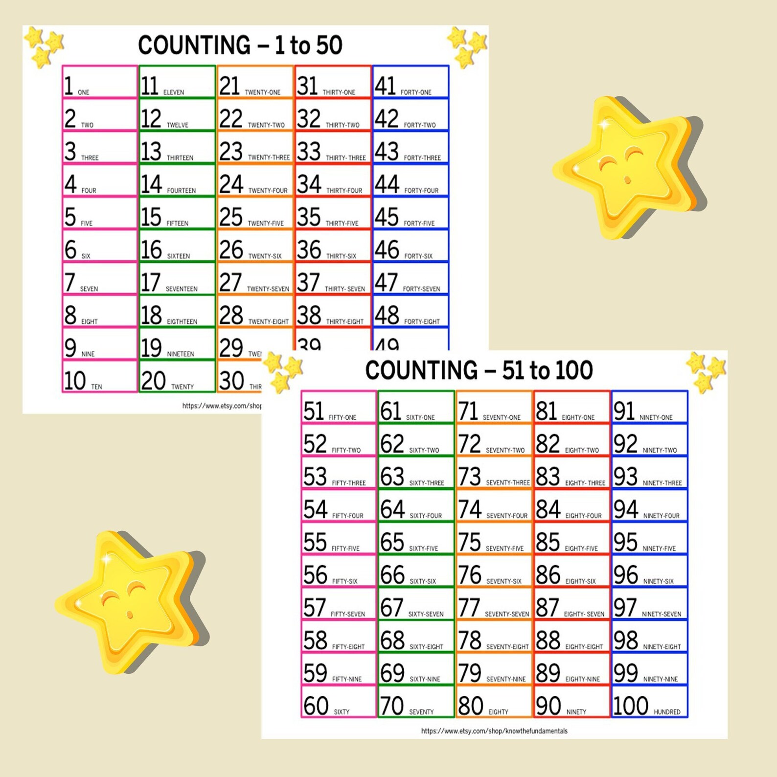 Number Words 1 100 Printable Preschool Math 1 To 100 Etsy