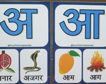 hindi swarmala letters hindi flashcard for kids flash etsy denmark