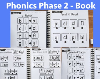 Livre de phonétique | Mélange de mots | Ressources pour l&#39;école à la maison pour les enfants | Cahier d&#39;activités sur la phonétique | Mots CVC | Apprendre à lire en maternelle - Phase 2