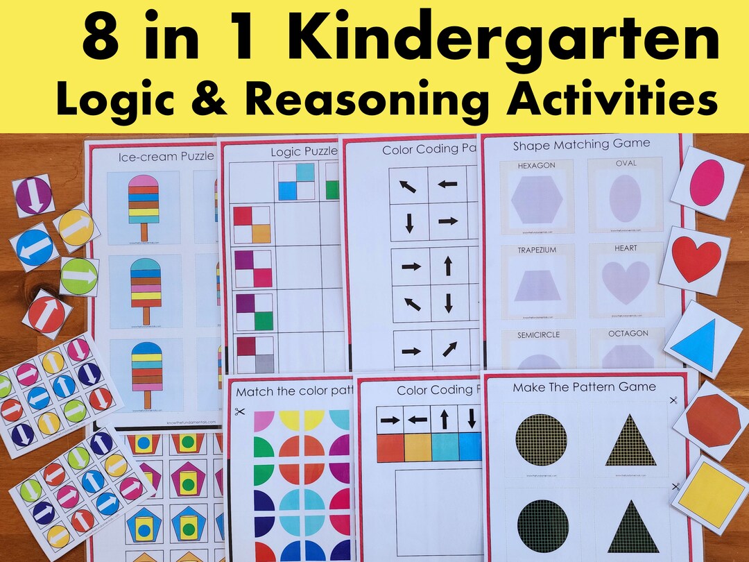 Kindergarten Activity Worksheets Shapes Puzzles Educational Games for
