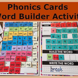 Phonics Cards Word Mapping Activity Jeu d'orthographe Alphabet Maternelle Primaire Enseignement à la maison Lecture Apprentissage CVC Mots - Phonics Busy Book