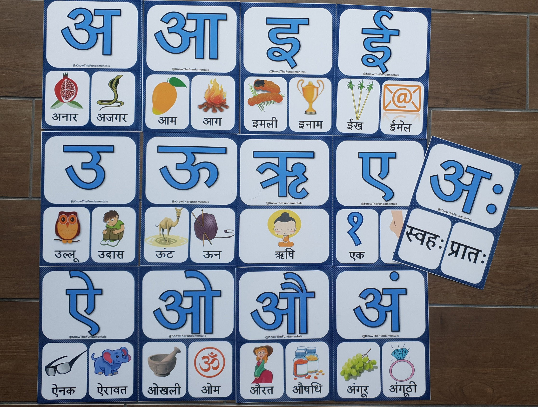 hindi swarmala letters hindi flashcard for kids flash etsy
