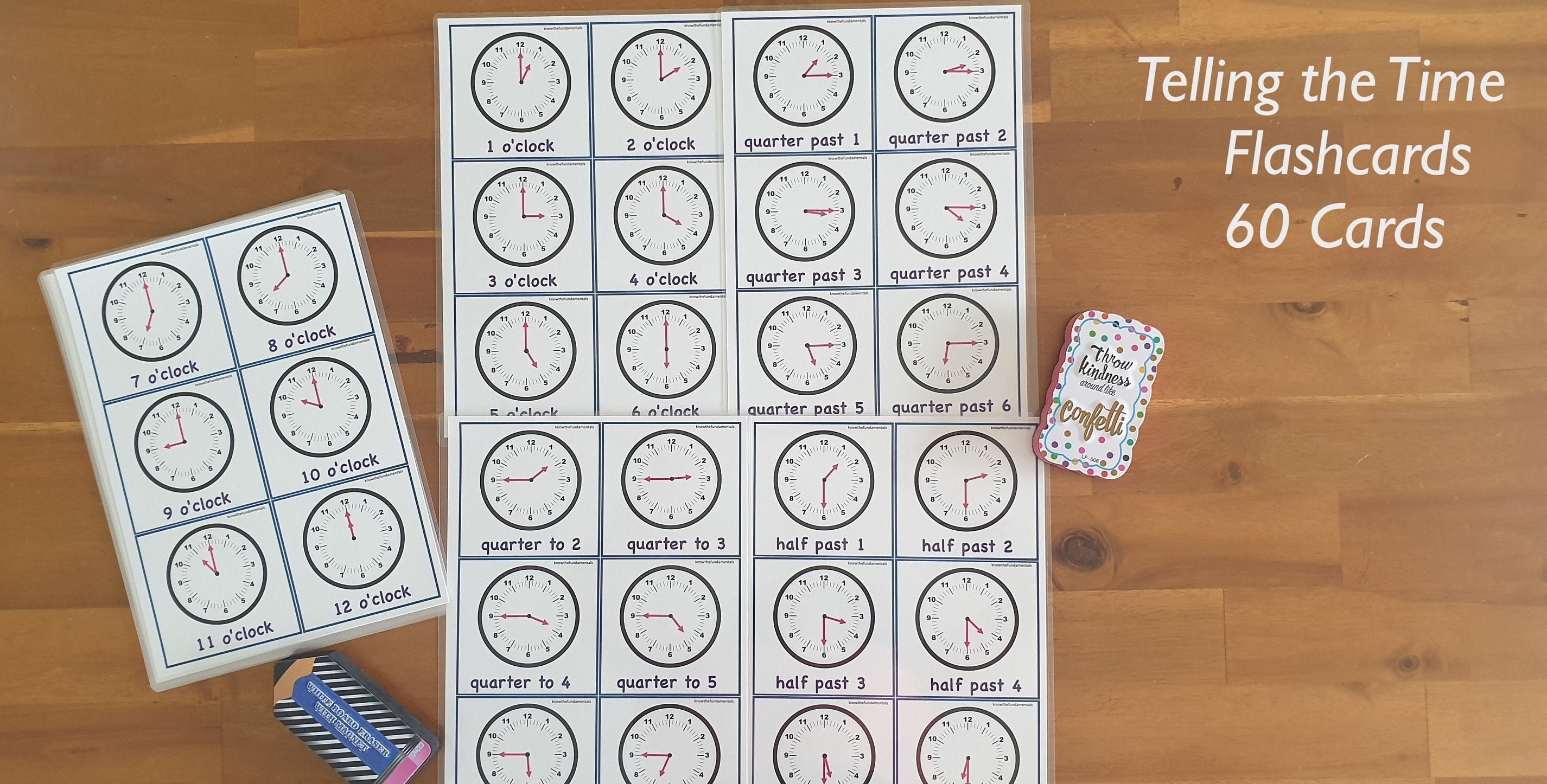 60 Telling Time Flashcards Time Flash Cards Learning Time Etsy