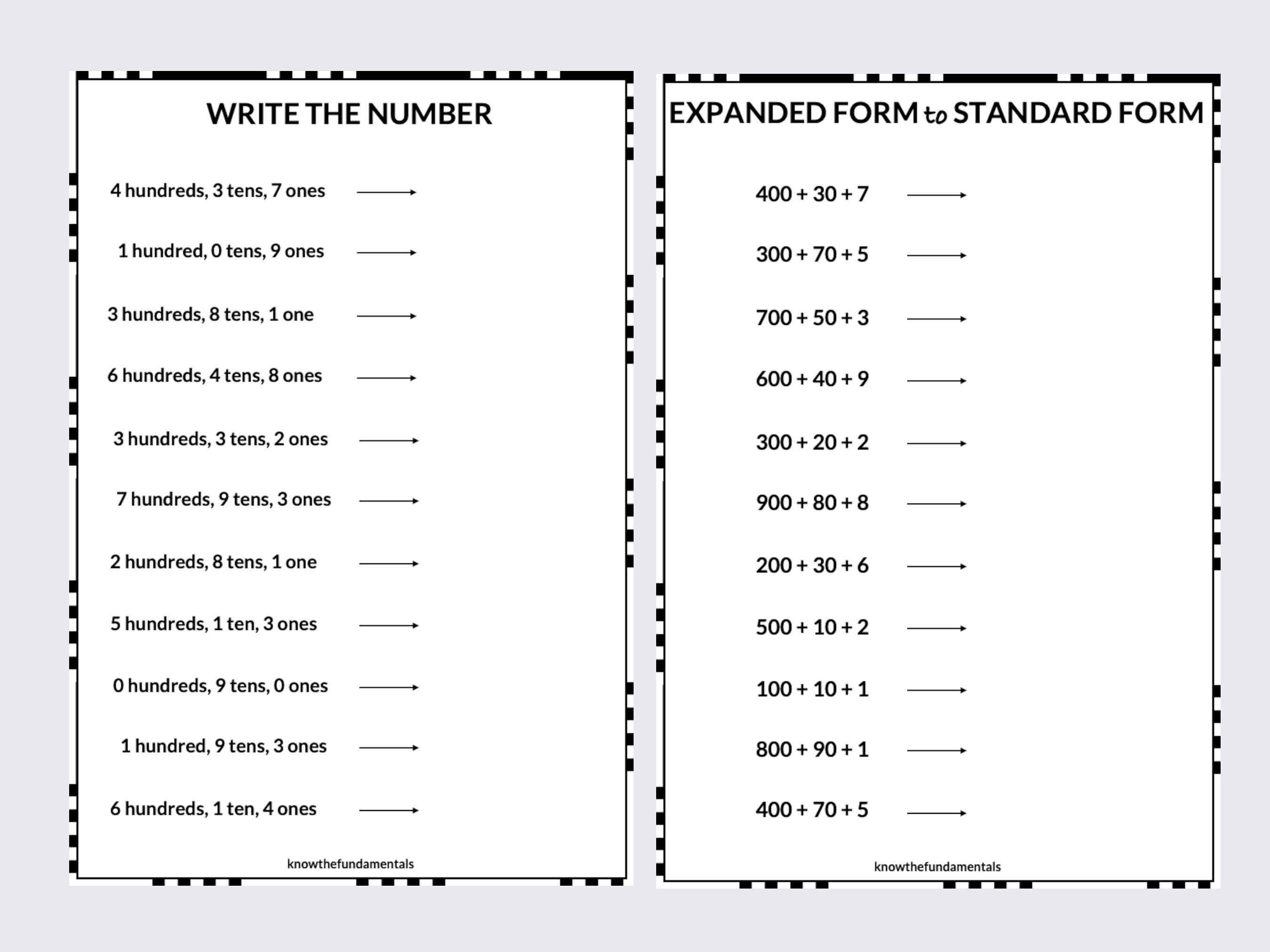Place Value Worksheet Place Value Chart Poster Mat Expanded Form 