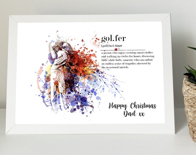 Golfer Print, Golf Watercolor Print. Personalized Gift for Golfers, Golfer Print Dictionary Definition, Abstract Golf Gift, Golfer Wall Art