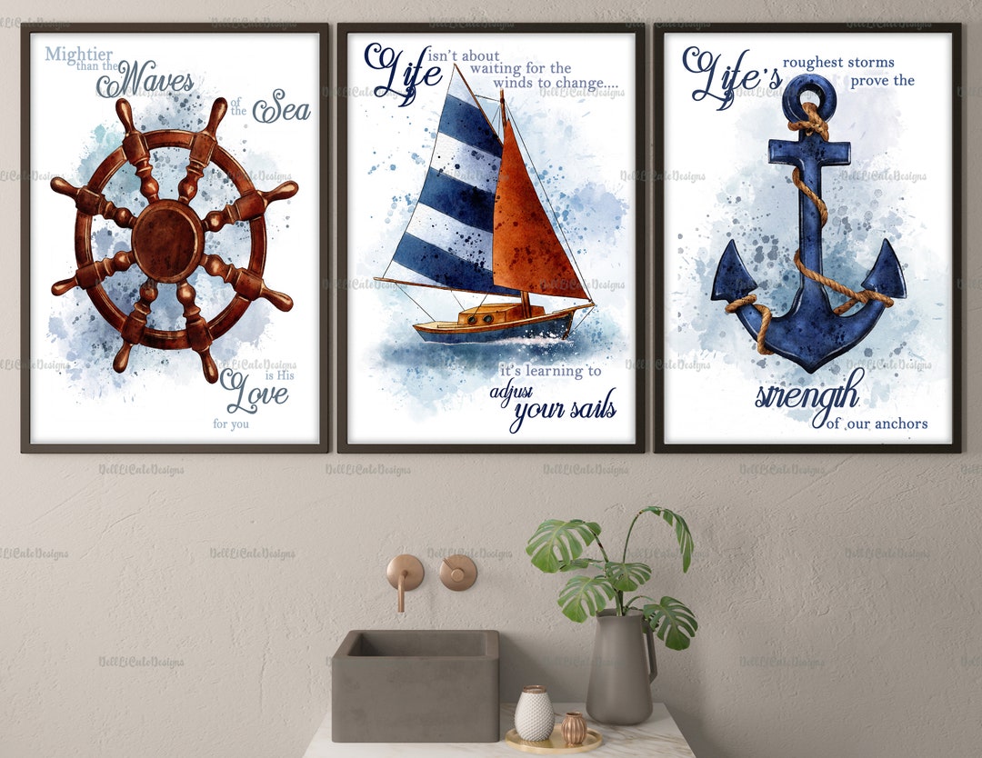 Nautical Prints, Yacht Print, Anchor Print, Nautical Decor, Nautical