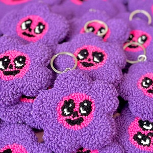 Karol G Mañana Será Bonito Purple Flower Keychain | Mug Rug Keychain | Coaster Keychain | Bichota | Bebecita