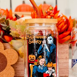 Halloween Safety A Sitter’s Guide 16 oz Beer Can Glass | Killer Cup | Spooky | Movie| Ghost Killer| Gift| Michael | Horror| Thriller | Crime