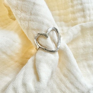 Silver Heart Ring Open Heart Ring Love Ring Promise Ring Heart Outline Ring Heart Shaped Ring Valentine Ring Gift wife Birthday Gift for her