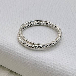 Silver Fidget Ring Rolling Ring Sister Interlocking Ring Hammered Mixed Metal Ring Anxiety Ring ADHD Ring Minimalist Silver and Gold Ring