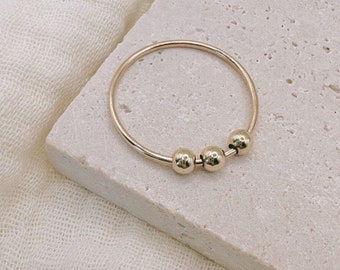 Gold Filled Fidget Ring: Anxiety Relief, Meditation Spinner Ring