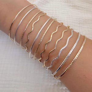 Permanent Round Bangles Gold Filled Permanent Bangle Sterling Silver Bangle Forever Bangles Hammered Finish Bangle Smooth Finish Bangle