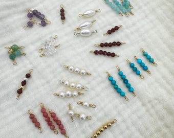Permanent Jewelry Connector Gemstone Link for permanent bracelet connector Turquoise Connector Pearl Connector Garnet Connector