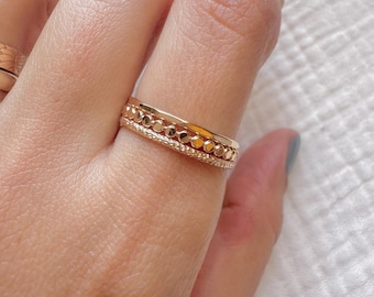 Gold Filled Stacking Rings Set, Minimalist Textured Bands, Handmade