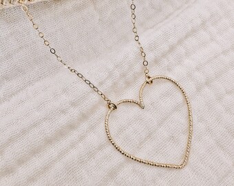 Dainty Gold Filled Heart Necklace: Sparkle Pendant, Love Jewelry