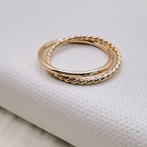Gold Fidget Ring Rolling Ring Sister Interlocking Ring Hammered Mixed Metal Ring Anxiety Ring ADHD Ring Minimalist Silver and Gold Ring